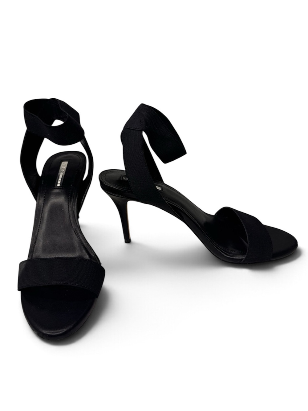 BCBG Black Strappy Open Toe Stiletto Sandals size 8.5